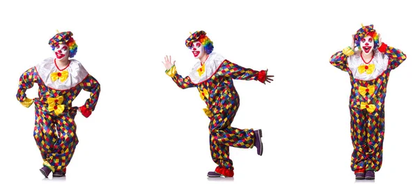 Zabawny męski klaun izolowany na białym — Zdjęcie stockowe