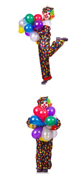 Lustiger Männlicher Clown Isoliert Auf Weiß — Stockfoto