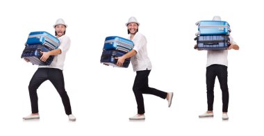 Seyahat konsepti beyaz bavullu