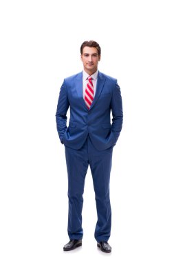 Yakışıklı genç iş adamı beyaz arka planda izole edilmiş.