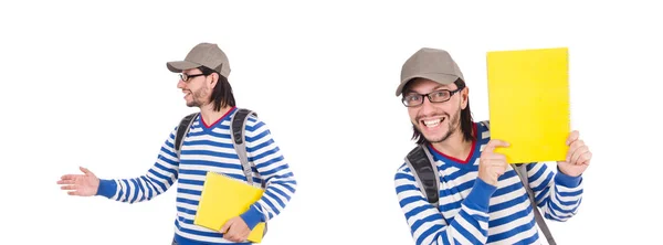 Jovem estudante isolado no branco — Fotografia de Stock