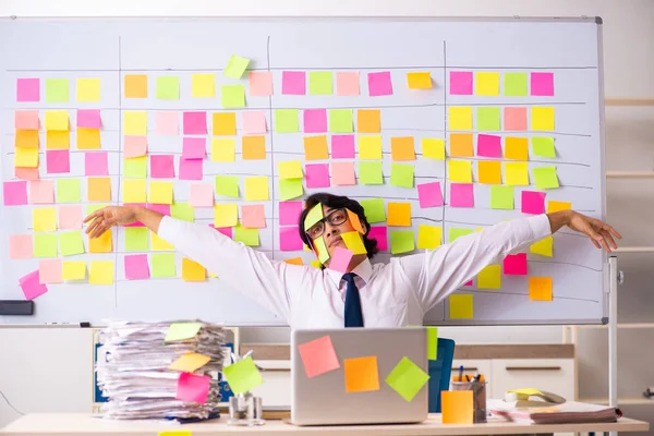 Young employee in conflicting priorities concept — Stock Photo, Image