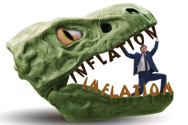Businessman in inflation business concept