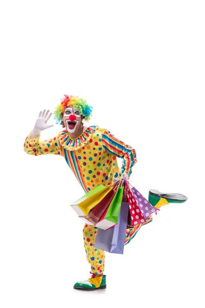 Grappige clown geïsoleerd op witte achtergrond — Stockfoto