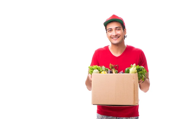 Begreppet shopping leverans isolerad på vit bakgrund — Stockfoto