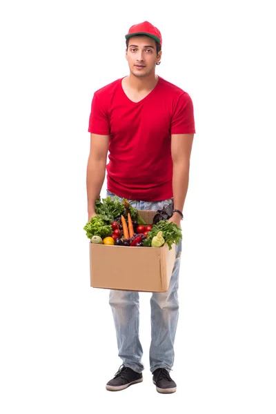 Conceito de entrega de compras isolado no fundo branco — Fotografia de Stock