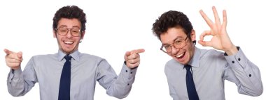 Beyaz genç işadamı ile kolaj