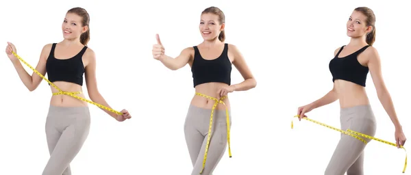 Jovem com metro fazendo exercícios — Fotografia de Stock