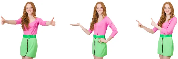 Beautiful woman in green skirt — Stock Photo, Image