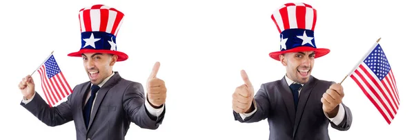 Hombre con sombrero americano y bandera —  Fotos de Stock