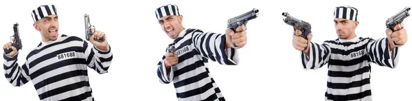 Prisoner with gun isolated on white — Stock Photo, Image