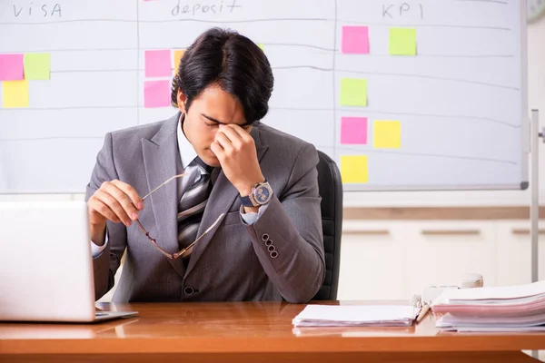 Young handsome employee working in the office — Stock Photo, Image