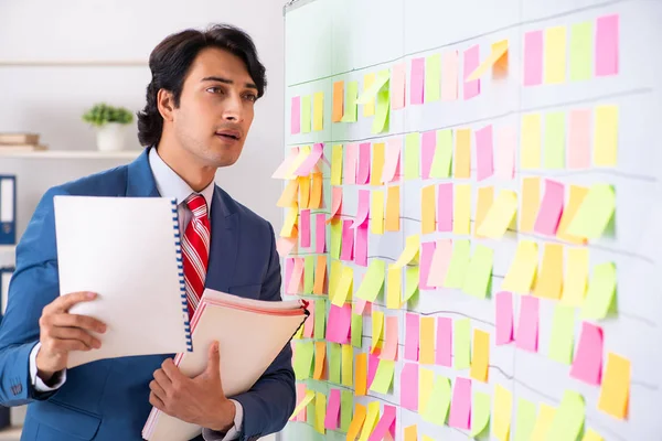 Joven empleado guapo con muchas prioridades contradictorias —  Fotos de Stock