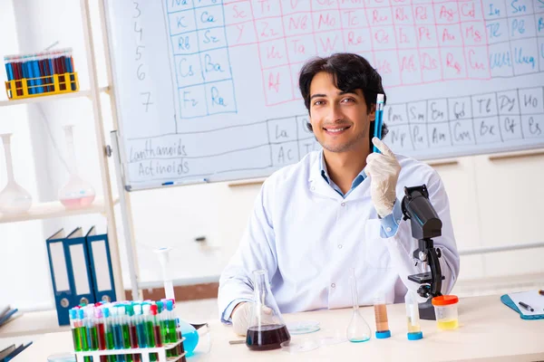 Jovem químico trabalhando no laboratório — Fotografia de Stock