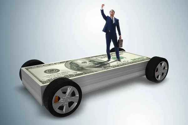 Businessman in the business concept with dollar car