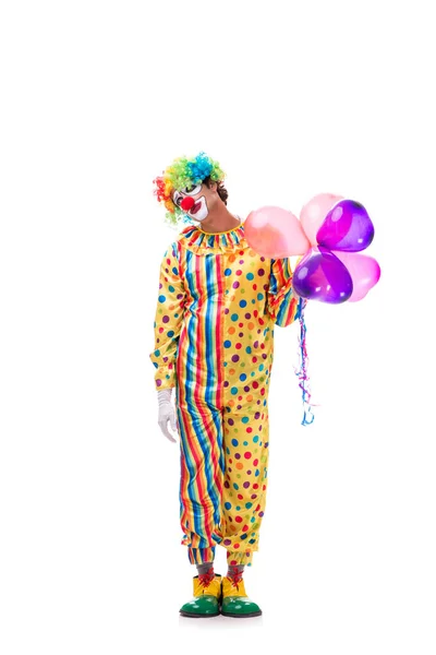 Drôle clown isolé sur fond blanc — Photo