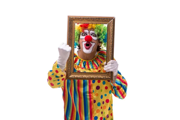 Grappige clown geïsoleerd op witte achtergrond — Stockfoto