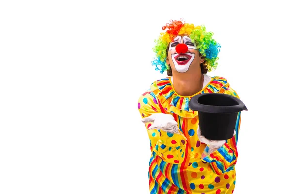 Männlicher Clown isoliert auf weiß — Stockfoto