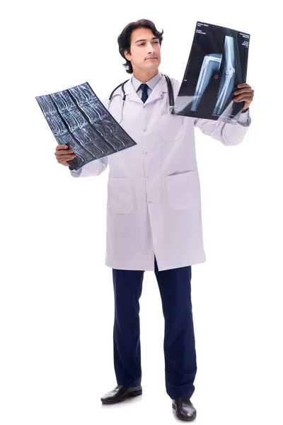 Genç yakışıklı beyaz izole radyolog doktor — Stok fotoğraf