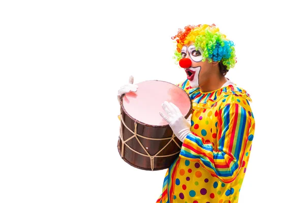 Männlicher Clown isoliert auf weiß — Stockfoto