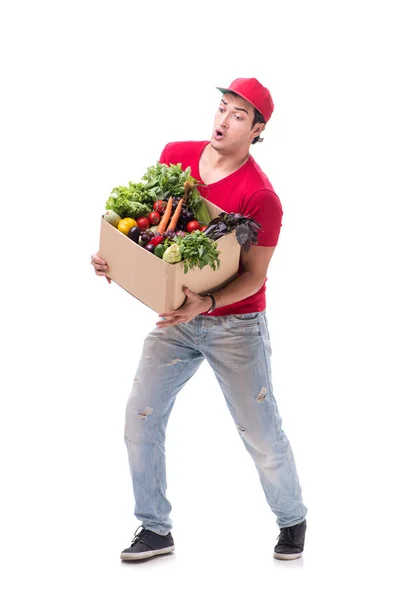 Conceito de entrega de compras isolado no fundo branco — Fotografia de Stock