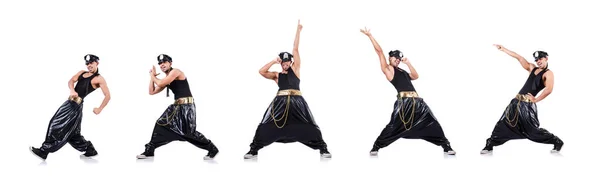 Danseuse de rap en pantalon large sur blanc — Photo