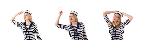 Vrouw zeeman geïsoleerd op de witte achtergrond — Stockfoto