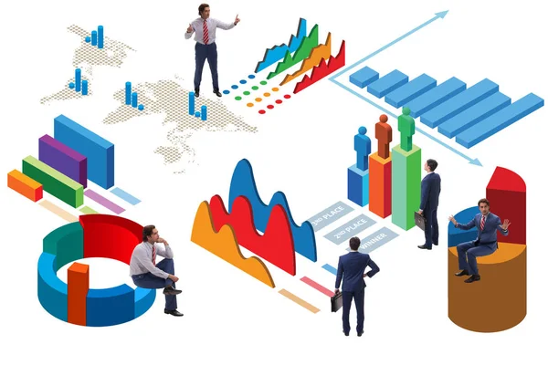 Empresário em análise de negócios infográficos conceito — Fotografia de Stock