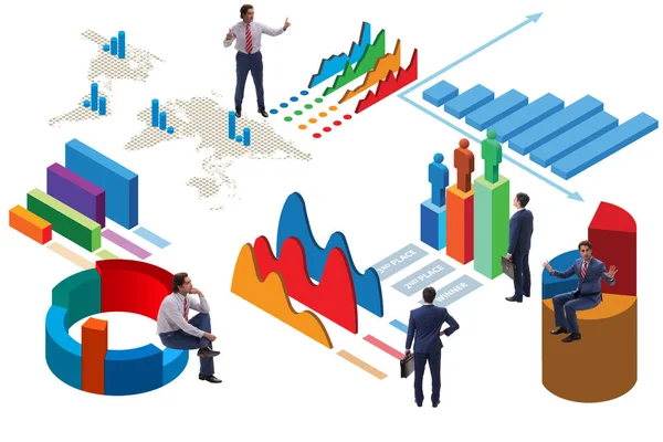 Geschäftsmann in Business Analytics Infografik-Konzept — Stockfoto