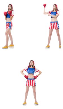 Genç bayan boksör, beyaz tenli. 