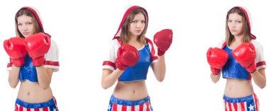 Genç bayan boksör, beyaz tenli. 