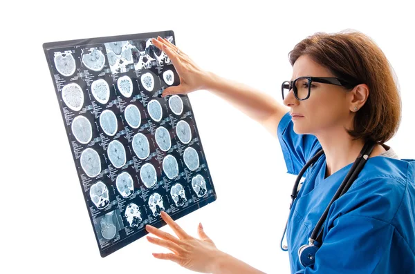 Female doctor radiologist isolated on white — Stock Photo, Image