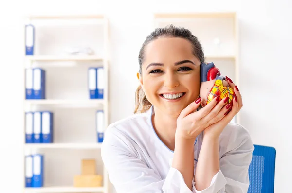 Junge Ärztin Kardiologin sitzt im Krankenhaus — Stockfoto