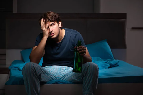 Man Drinking Bed Stress — Stock Photo, Image