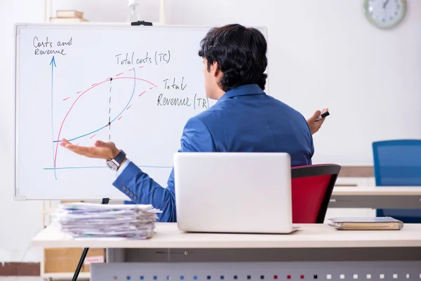 Busy businessman explaining business charts — Stock Photo, Image