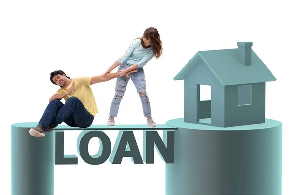 Concept van de familie die de lening van de hypotheek voor het huis — Stockfoto