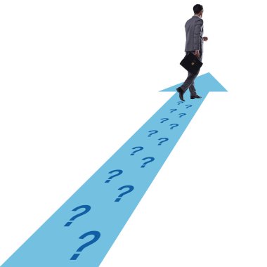 Soru patika üzerinde çekip işadamı