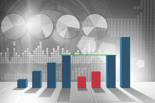 Diagramme à barres montrant la croissance - rendu 3d — Photo