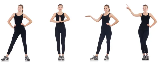 Jovem fazendo exercícios isolados em branco — Fotografia de Stock