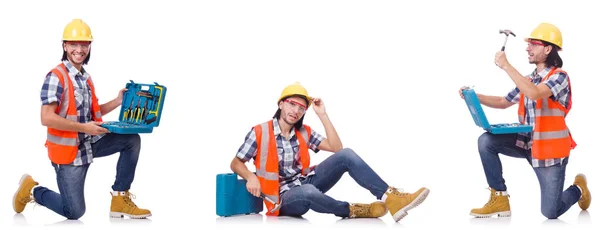 Trabajador industrial aislado en blanco — Foto de Stock