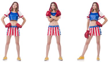 Genç bayan boksör, beyaz tenli. 