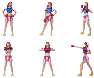 Genç bayan boksör, beyaz tenli. 