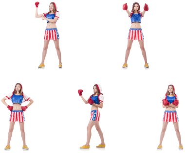 Genç bayan boksör, beyaz tenli. 