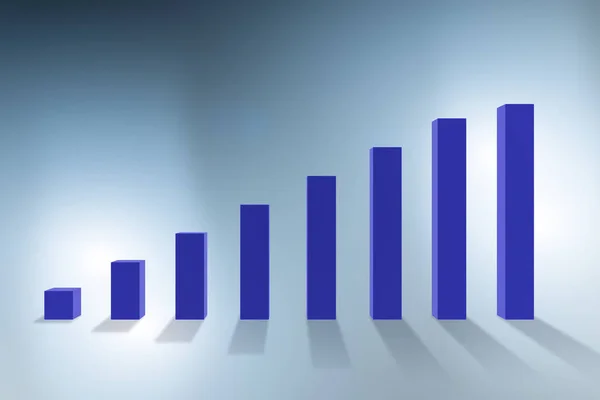 Gráfico de barras que muestra el crecimiento - renderizado 3d — Foto de Stock