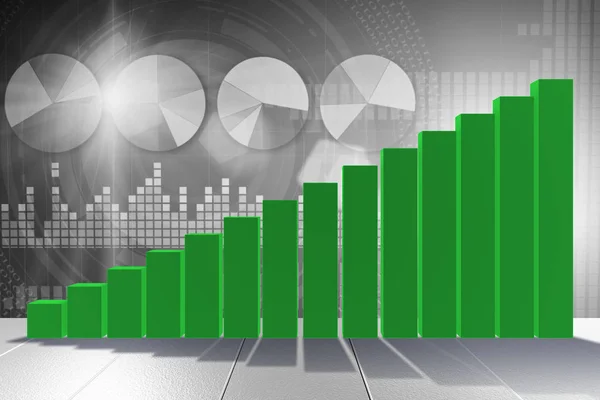 Gráfico de barras que muestra el crecimiento - renderizado 3d — Foto de Stock