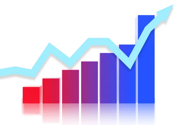 Bar chart showing growth - 3d rendering — Stock Photo, Image