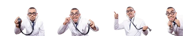 Doutor engraçado isolado no branco — Fotografia de Stock