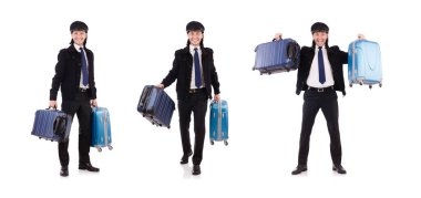 Komik pilot beyaz izole