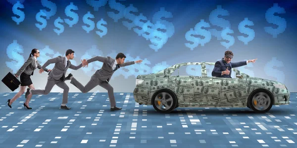 Uomo d'affari nel concetto di business con auto dollaro — Foto Stock