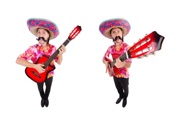 Guitarrista mexicano isolado no branco — Fotografia de Stock